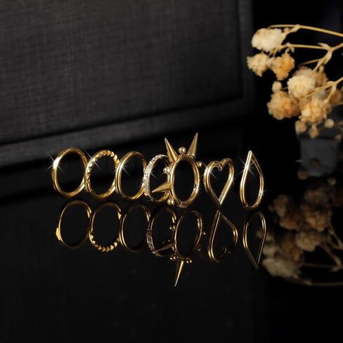 3PCS 16G Titanium Nose Rings Hoops Septum Hinged Nose Rings CZ Conch Piercing Jewelry Heart Spike Segment Ring Clicker Cartilage Tragus Helix Daith Rook Hoop Earrings, Diameter 8mm/10mm in Saudi Arabia