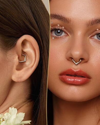 COCHARM Minimalist Triangle G23 Solid Titanium Septum Rings 16G Septum Jewelry Helix Daith Earrings for Women Surgical Steel Helix Daith Piercing Jewelry in Saudi Arabia
