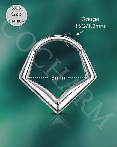 COCHARM Minimalist Triangle G23 Solid Titanium Septum Rings 16G Septum Jewelry Helix Daith Earrings for Women Surgical Steel Helix Daith Piercing Jewelry in Saudi Arabia