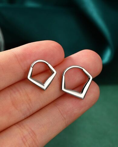 COCHARM Minimalist Triangle G23 Solid Titanium Septum Rings 16G Septum Jewelry Helix Daith Earrings for Women Surgical Steel Helix Daith Piercing Jewelry in Saudi Arabia