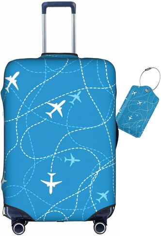 Flight Path Aircraft Theme Luggage Covers and Luggage Tags Tsa Approved, Elastic Washable Fashionable Anti-Scratch Suicase Protector, Birthday gift(XL 29-32 Inch) in Saudi Arabia