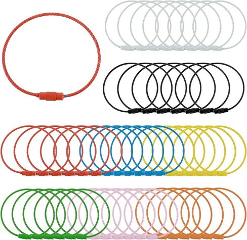 cobee 50 Pcs 6.1 Inch Stainless Steel Loops, 2mm Wire Key Chain Multicolor Large Key Rings for Luggage Tags, Key Tags, Kitchen Utensils, Keyrings and Tag Keepers in Saudi Arabia