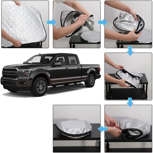 D-Lumina Windshield Sun Shade Compatible with 2017 2018 2019 2020 2021 2022 Super Duty Ford F250 F350 F450 F550 - Upgraded 3 Layers 240T Material, Foldable Front Window Sun Shield Protector in Saudi Arabia