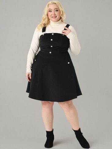 Agnes Orinda Plus Size Corduroy Pinafore Short Dress for Women Adjustable Strap Overall Dress Suspender Skirt in Saudi Arabia