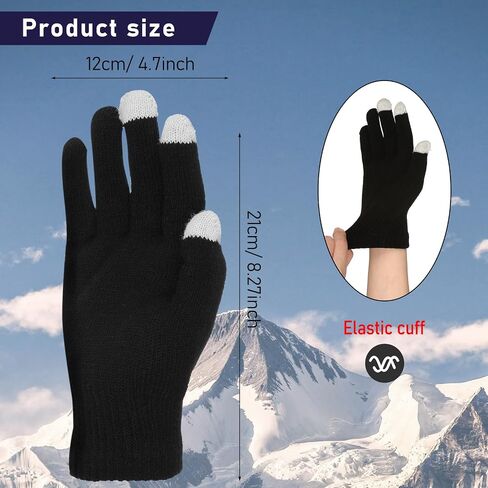 3 Pairs Women's Winter Touch Screen Gloves Warm Fleece Lined Knit Touchscreen Fingers Texting Gloves in Saudi Arabia