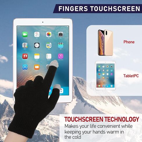 3 Pairs Women's Winter Touch Screen Gloves Warm Fleece Lined Knit Touchscreen Fingers Texting Gloves in Saudi Arabia