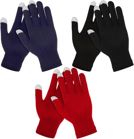 3 Pairs Women's Winter Touch Screen Gloves Warm Fleece Lined Knit Touchscreen Fingers Texting Gloves in Saudi Arabia