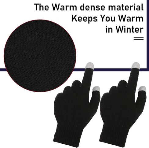 3 Pairs Women's Winter Touch Screen Gloves Warm Fleece Lined Knit Touchscreen Fingers Texting Gloves in Saudi Arabia