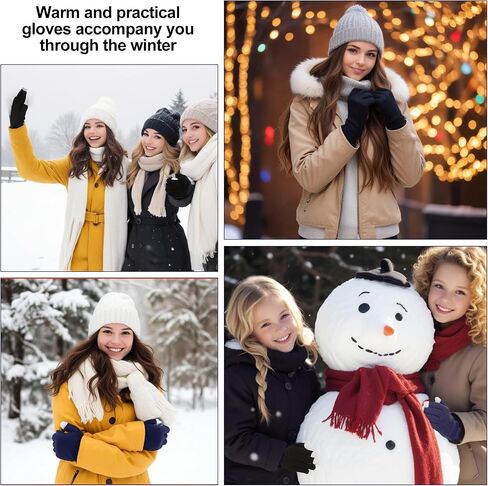 3 Pairs Women's Winter Touch Screen Gloves Warm Fleece Lined Knit Touchscreen Fingers Texting Gloves in Saudi Arabia