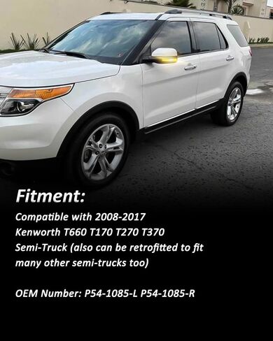 مرآة جانبية من Bestview مصباح إشارة الانعطاف متوافق مع Ford Explorer 2011-2019، عدسات دخانية in Saudi Arabia