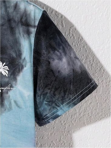 Boy's Tie Dye Shirts Tropical Graphic Tees Short Sleeve Crewneck Tee Tops Casual T Shirt in Kuwait
