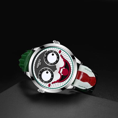 NIBOSI Watches for Men Analog Quartz Clown Dial Wrist Watches Unique Weird Fashion Cool Watch Waterproof Leather Strap Men's Watches in Kuwait