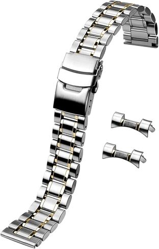 20mm 22mm Stainless Steel Watch Band Curved End Straight End for Men Women Metal Watch Bands Strap Quick Release Replacement Bracelet with Double Folding Buckle Silver in Saudi Arabia