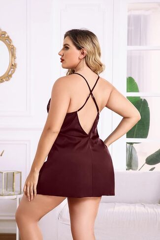 Avidlove Babydoll Nightgown For Women Plus Size Satin Slip Silk Negligee Nightie in Saudi Arabia