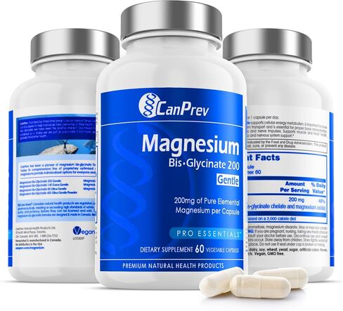CanPrev Magnesium Bisglycinate Capsules (200 mg) - High Absorption Bisglycinate Magnesium Supplement for Women & Men - Magnesium Pills for Rest - Magnesium Glycinate Chelate Supplement 120 Capsules in Saudi Arabia