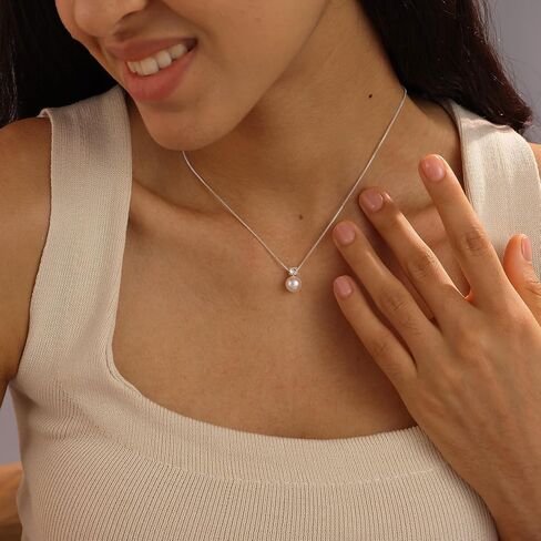 Pearl Necklaces for Women, Dainty Gold Necklace 14K Gold Plated Charm CZ Pearl Pendant Necklace Simple Gold Pearl Choker Necklaces for Women Trendy Wedding Necklace Pearl Jewelry for Women in Saudi Arabia