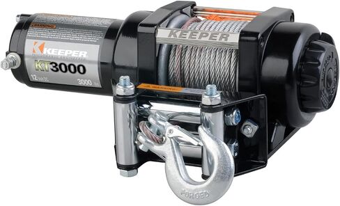 KEEPER KT2000 12V Electric Winch, 2,000 lb. Capacity, Wire Rope with Hook, Free-Spool Clutch, ATV & Trailer Mounting, Handheld Control in Saudi Arabia