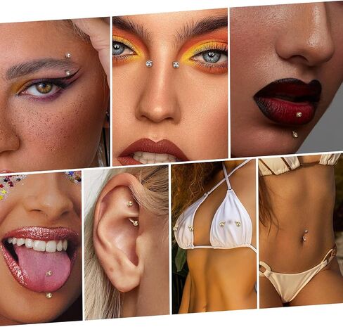FUNLMO 3pcs Eyebrow Piercing Jewelry G23 Titanium Vertical Labret Lip Jewelry Tragus Rook Daith Helix Piercing Jewelry Small Belly Button Ring 16G Curved Barbell 6/8/10/12mm in Saudi Arabia
