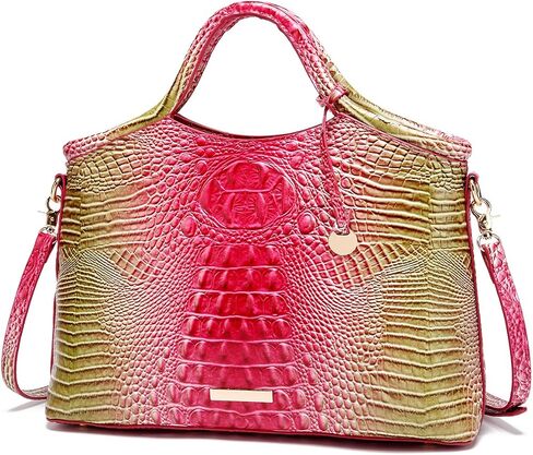 Crocodile Pattern Gradient Top Handle Satchel Large Tote Bag Casual Versatile Commuter Bag Leather Shoulder Strap in Saudi Arabia