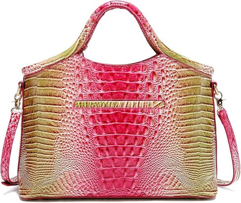 Crocodile Pattern Gradient Top Handle Satchel Large Tote Bag Casual Versatile Commuter Bag Leather Shoulder Strap in Saudi Arabia