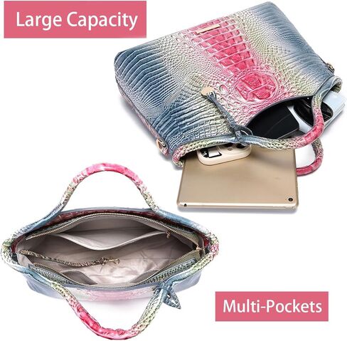 تمساح نمط التدرج مقبض علوي حقيبة كبيرة حمل حقيبة عادية تنوعا ركاب حقيبة جلدية حزام الكتف in Kuwait