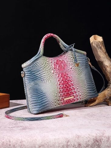 تمساح نمط التدرج مقبض علوي حقيبة كبيرة حمل حقيبة عادية تنوعا ركاب حقيبة جلدية حزام الكتف in Kuwait