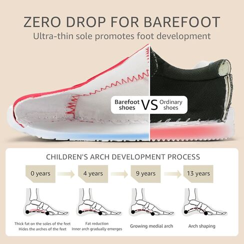 Toddler Wide Toe Box Shoes:Boys Barefoot Shoes Non-Slip Zero Drop Little Girls Slip on Sneakers,Baby First Walking Shoes Outdoor Activities in Saudi Arabia