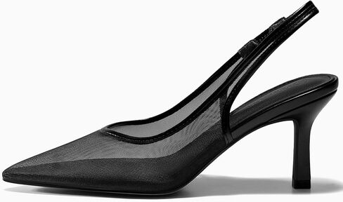 Coutgo Womens Mesh Slingback Kitten Heels Pointed Toe Low Heel Pumps Sexy Dress Shoes in Kuwait
