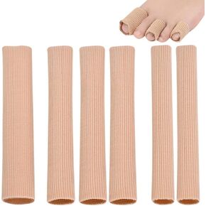 6 Pack Toe Tubes, Toe Cushion Tube, Toe Tubes Sleeves for Relief Toe Pressure, Soft Gel Corn Pad Protector, Cuttable Toe Tubes Sleeves for Toes, Fingers, Corns, Calluses (6)