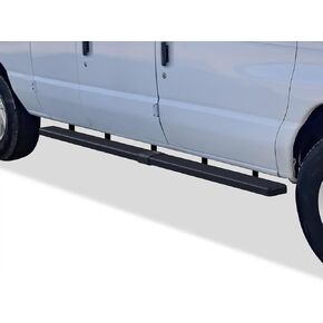 APS Running Boards 5-inch Matte Black Compatible with Ford Econoline 1999-2014 Full Size Van 3-Door Stainless Steel (Nerf Bars Side Steps Side Bars)