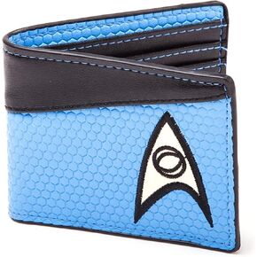 yzohu JEWUNO Star SciFi Trek Blue Science Logo Leather Bi Fold Wallet