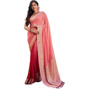 Vardha Sarees for Women Indian Georgette Silk Woven Saree | Rakhi Diwali Gift Sari & Unstitched Blouse