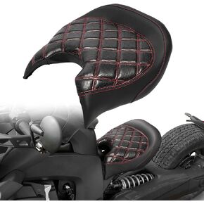 Front Rider Solo Seat Driver Comfort Seat w/Thick Cushion For Can Am Ryker 600 900 Sport Rally Edition 2019-2025 Seat Accessories(Part#219400795)(Diamond Pattern Red Stitches)
