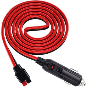 Solar to Car Cigarette Lighter Extension Cord Plug with Internal 15 Amp Fuse 14AWG Extension Cable Adapter Compatible with Anderson with LED Lights - 3.3ft/1m