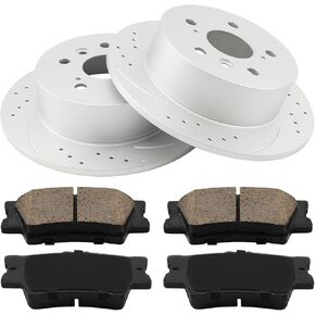 Rear Brake Kit, Drilled and Slotted Brake Rotors,Ceramic Brake Pads Replacement for 2006-2018 RAV 4, 2010-2012 HS250h,OEM#31443+D1212 Automotive Replacement Brake Kit