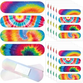 Tie Dye Adhesive Bandages Kids Adhesive Bandages Colorful Bandages for Toddler Girls Boys Adults First Aid, Fun Colorful Designs for Cuts and Scrapes, First Aid, and Wound Care (200 Pcs)