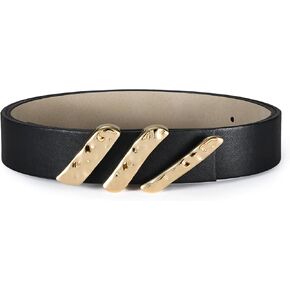 Genuine Leather Belt for Women Black Real Leather With Gold Metal Buckle Luxury Casual Fashion Belts