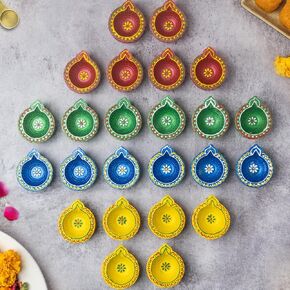 [Pack of 24] Premium Diyas for Diwali Decoration, Handmade Clay Diya with Wicks, Diwali Decorations for Home, Diwali Diya, Diwali Gifts, Diwali Decor, Diwali Diyas for Pooja, Diwali Party Favors