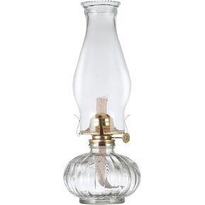 Large Glass Kerosene Oil Lamp Lantern Vintage Oil Lamps for Indoor Use Decor Chamber Hurricane Lamp Home Lighting Clear Kerosene Lamp Lanterns…
