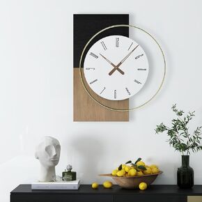 Modern Wall Clock for Livng Room Silent Non-Ticking, 19x16 inches Battery Operated Decorative Clocks for Wall Wooden Farmhouse Clock for Home, Office Kitchen, Bedroom, Hallway