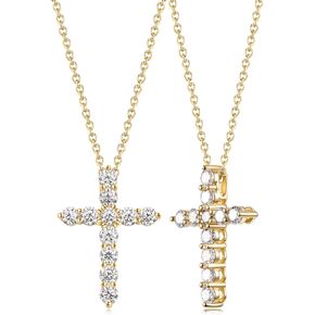 Color-D VVS1 Clarity 1.10/3.30 Carat Moissanite Cross Pendant Necklace for Women Men, Solid 925 Sterling Silver Chain Pendant, 16"/18"/20" Adjustable, Wedding Anniversary Christmas Jewelry