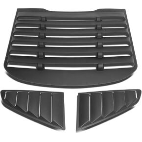 DNA MOTORING ZTL-Y-0001 Pair Rear Quarter Side Window Louver (15-18 Ford Mustang Coupe), 1 Pack,Black