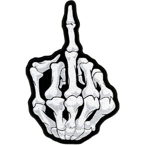 Hot Leathers Skeleton Middle Finger Patch (7" Width x 11" Height)