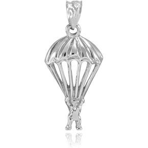 Solid 925 Sterling Silver Skydiving Parachuter Charm Pendant
