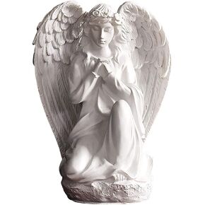 Guardian Angel Statue Outdoor Garden Statue Shelf Living Room Bedroom Decor Figurines Religious Gifts for Women (White Resin)