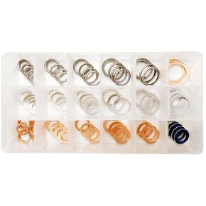 100PCS 18 Sizes Oil Drain Plug Gaskets Crush Washers Seals Rings for Toyota,Subaru,Chevrolet,Honda Replace 35178-30010, MD050317, 803916010,12157-10010,11126-AA000