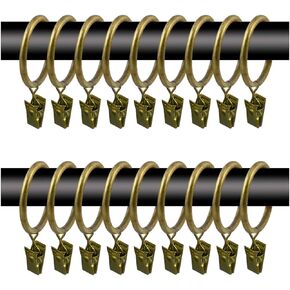 40 Pcs 1.5" Metal Curtain Rings with Clips Curtain Rod Rings Clips, Rustproof Curtain Closer Clips Drapery Hanging Rings Clips for Tension Rod Bracket Eyelets Decorative Hangers, Gold in Saudi Arabia