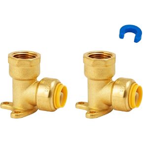 SUNGATOR 90 Degree Drop Ear Elbow, Push Fit Plumbing Fittings, Push-to-Connect, 1/2" Ptc x 1/2" NPT Female Adapter with Disconnect Clip, No Lead Brass for PEX, PE-RT, CPVC Pipe (4-Pack)