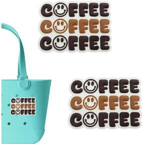 Coffee Charms for Bogg Bag - Set of 2 PVC Rubber Inserts, Compatible with Bogg Bag Accessories, Beach Bag Charms Inserts Accessories for Women Girls.