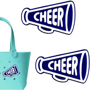 Premium Cheer Megaphone Charms for Bogg Bag, Set of 2 PVC Rubber Inserts, Compatible with Bogg Bag Accessories, Beach Bag Charms Inserts Accessories for Women Girls